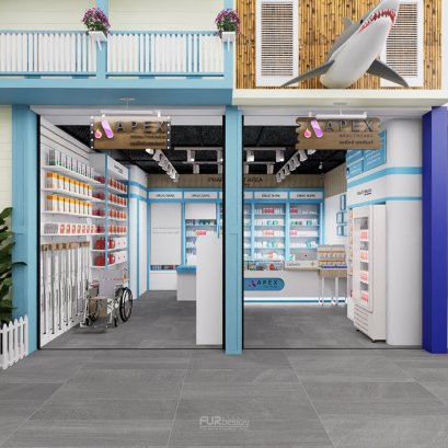 ออกแบบ ผลิต และติดตั้งร้าน : ร้าน APEX Phramacy Terminal21 พระราม 3 กทม.